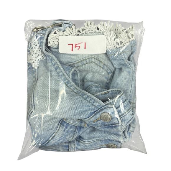 EPIC THREADS Girls Butterfly Crochet Lace Denim Shortall Blue Size 5T - Picture 6 of 6